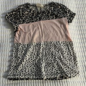 Girls leopard mix print shirt